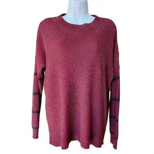 American Eagle Womens Burgundy & Black Crew Neck Tunic Sweater Size S